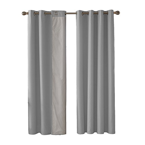 Deconovo Cortina para Habitación Juvenil Infantil con Forro de Gris Plata 1 Par 140 x 245 cm Gris Claro