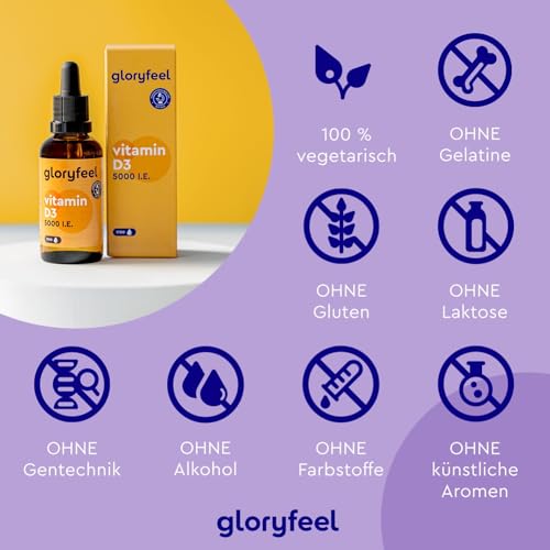 Vitamin D3 5000 I.E. pro Tropfen, Hochdosiert - 50ml (flüssig) in MCT-Öl aus Kokos - Vitamin D3 Tropfen hoch bioverfügbar und stabil - Laborgeprüft, ohne Zusätze in Deutschland hergestellt