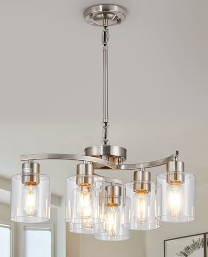 Doltoro D148-052-06-SB Brushed Nickel Modern Farmhouse Chandelier 6 Light Chandeliers cover