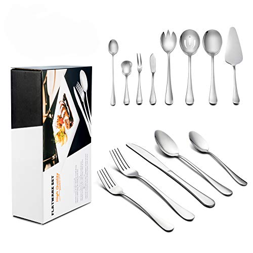 68-Piece Silverware Set with Serving Pieces, Service for 12, LIANYU Flatware Utensil Set