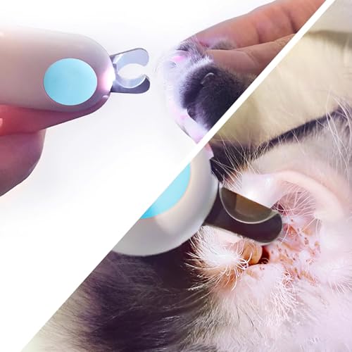 Cortador de unhas de gato, cortador de unhas de cachorro, 800 mcd LED leve afiado e preciso para cãe