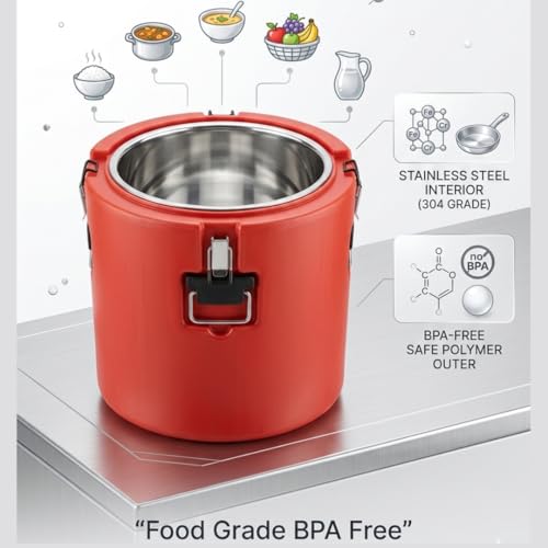 Image of BLEND ART Insulated Food Storage Container for Hot & Cold Food BPA Free SS Thermal Food Barrel with Locking Lid Leak Proof Catering Food Carrier for Hotels, Restaurants & Tiffin Service (20 Lt)