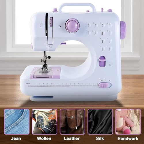 Image of Sewing Machine for Beginners & Kids, Mini Portable Sewing Machines with 12 Built-in Stitch Patterns, 2-Speed Foot Pedal, Perfect for Teaching Daughter Granddaughter to Sew with Basic Sewing Kit (BG24)