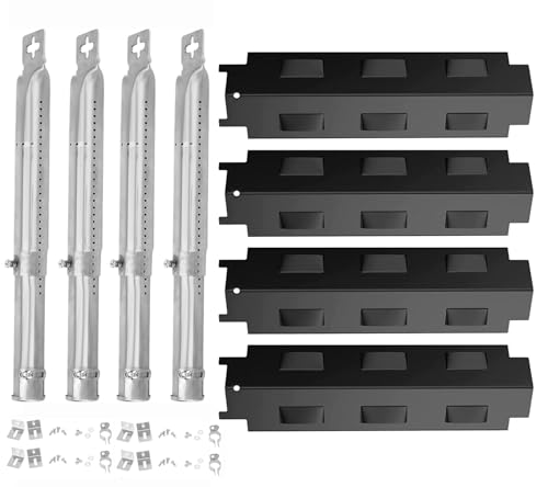 WELL GRILL Universal Edelstahl Brenner & Flammenverteiler für Landmann, Tepro, Barbecook und die meisten Gasgrill, 37cm Hitzeschild Brennerabdeckung und 31-45cm Einstellbares Brennerrohre Ersatzteile