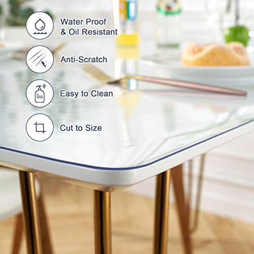 Ostepdecor Clear Table Protector, 72 X 42 Inch Clear Table Cover, 1.5Mm Thick Plastic Table Protector For Dining Room Table, Clear Tablecloth Protector, Clear Table Pad For Kitchen Wood Grain #TOP1