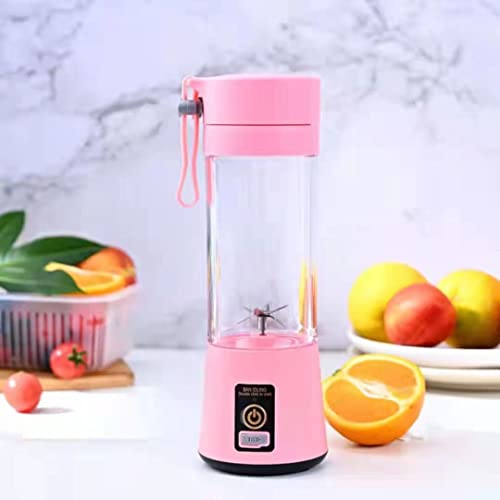 Generic Portable Blender, USB Rechargeable, 380ml Capacity, Pink, with 6-leaf Stainless Steel Blades, Single-button Operation, Easy to Clean