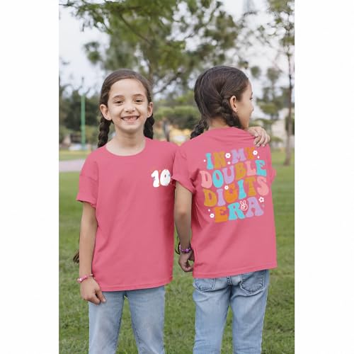 Image of IZYJOY in My Double Digits Era Shirts Girls 10th Birthday T-Shirts 10 Years Old Birthday Party Short Sleeve Summer Tee Tops