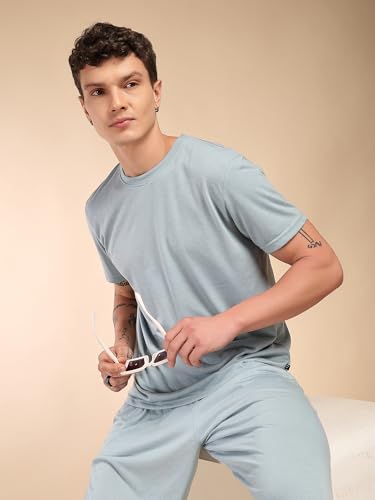 Image of Thomas Scott Men's | Relaxed Fit | Solid | 100% Polyester | Co-Ord Set With Short Sleeve T-Shirt & Trouser
