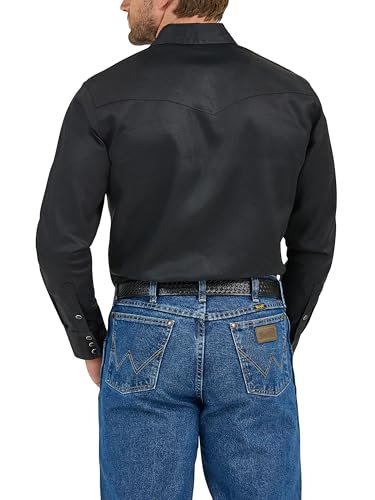 Foto de Wrangler Camisa de trabajo de manga larga con cierre a presión para hombre, corte vaquero, acabado firme (imagen 4)
