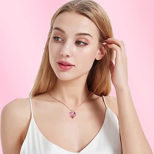 LEKANI Forever Love You Necklaces for Women with Crystal from Austria, 925 Sterling Silver Heart Pendant Jewellery Gifts for Women Her Mum Wife Birthday Gifts