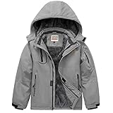 WULFUL Boy's Waterproof Ski Jacket Warm Fleece Hooded Windproof Winter Snow Coat