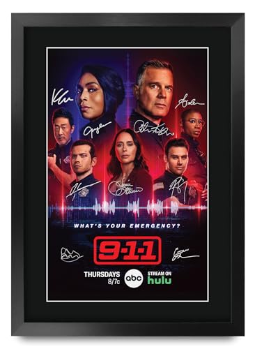 HWC Trading 9-1-1 Original Series Gifts Printed Signed Autograph Picture for TV Memorabilia Fans - 16" x 12" Framed
