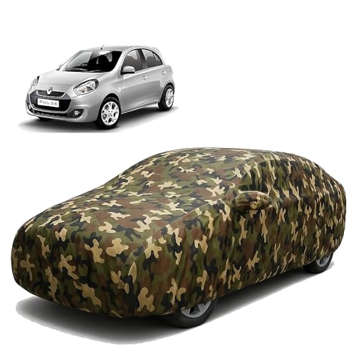 Image of Sulfar 100% Waterproof Car Body Cover Compatible with Mirror for Renault Pulse with Long Lasting Durable Material (Triple Stitched, Full Bottom Elastic, Camouflage Army)