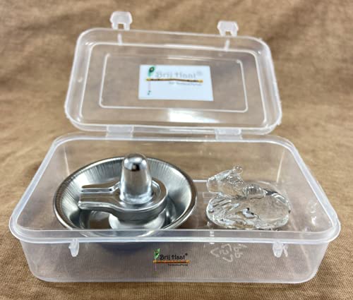 BRIJ HAATBRIJ HAAT 100% Pure Parad Shivling Mercury Idol with Crystal Nandi for Home Temple Pooja (80 Grams)