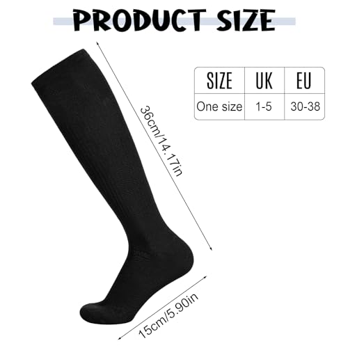 FRIUSATE 3 Pairs Kids Football Socks Black Children Football Socks Youth Soccer Socks Breathable Football Sport Socks for Boys Girls Junior Running Hockey Rugby(30-38)