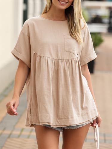 Image of Tankaneo Womens Summer Babydoll Tops Casual Loose Fit Peplum Oversized Tunic Shirts