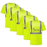 SAFIELD Hi Vis Safety Shirts for Men Reflective,High VisibilityYellow Construction Work T-shirt Short Sleeve 3 and 5 Pack