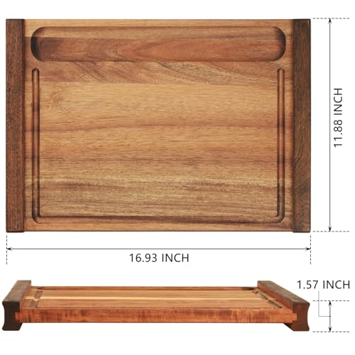 Tabla de cortar grande de madera de acacia 17x12 pulgadas miniatura 2