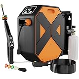 Wall Mounted Pressure Washer with 100FT Retractable Hose, 5-Stage Adjustable Pressure, Foam Cannon & 5 Nozzles for Car, Lane, Patio Cleaning