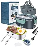 Dosevita 80W Fiambrera Eléctrica,Calentador de Comida Portátil con Recipiente de Acero Inoxidable de 1.5L, 12/24/230V Fiambrera Calentable para Hombre para Coche Camión Trabajo (Verde)