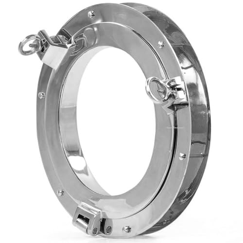 Nagina International Authentic Brass Nautical Heavy Duty Porthole Window with Adjustable Flange...