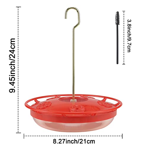 Hanging Hummingbird Feeder,12 Oz Hummingbird Feeder With 5 Feeding Flower Ports,2 Pack Bird Nectar Leak-Proof Saucer Feeders Outside Garden Bird Feeder,Including Hanging Hook Brushes #TOP1