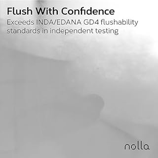 Nolla Flushable Wipes - 100% Plant-Based and Biodegradable - Soft, Unscented + Soothing Aloe and Vitamin E - For Adults and Kids 180 Count (3 Packs of 60)