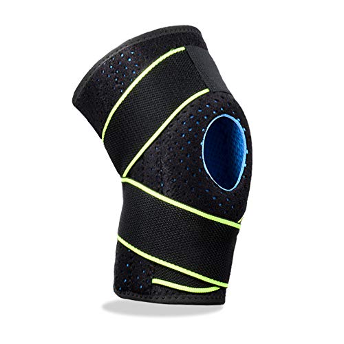 SupreGear Knee Brace, Adjustable Universal Knee Brace Patella Stabilizer Knee Pain Relief Patella Stabilizing Dual Compression Knee Sleeves with Hook Loop for Running Jumping Basketball Tennis, Green