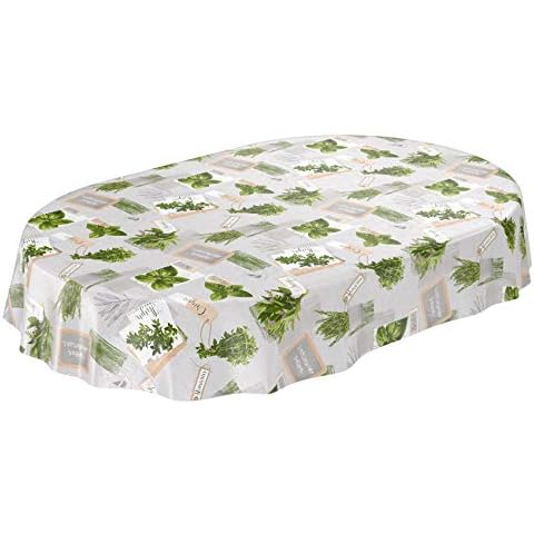Mantel lavable de hule encerado verde beige orgánico Cover