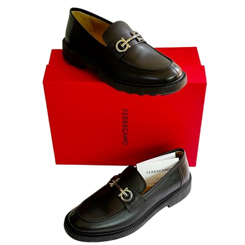 GALLES Black (Nero) Calf Bit Leather Calf Gancio Men's Dress Strap Loafers (Salvatore4