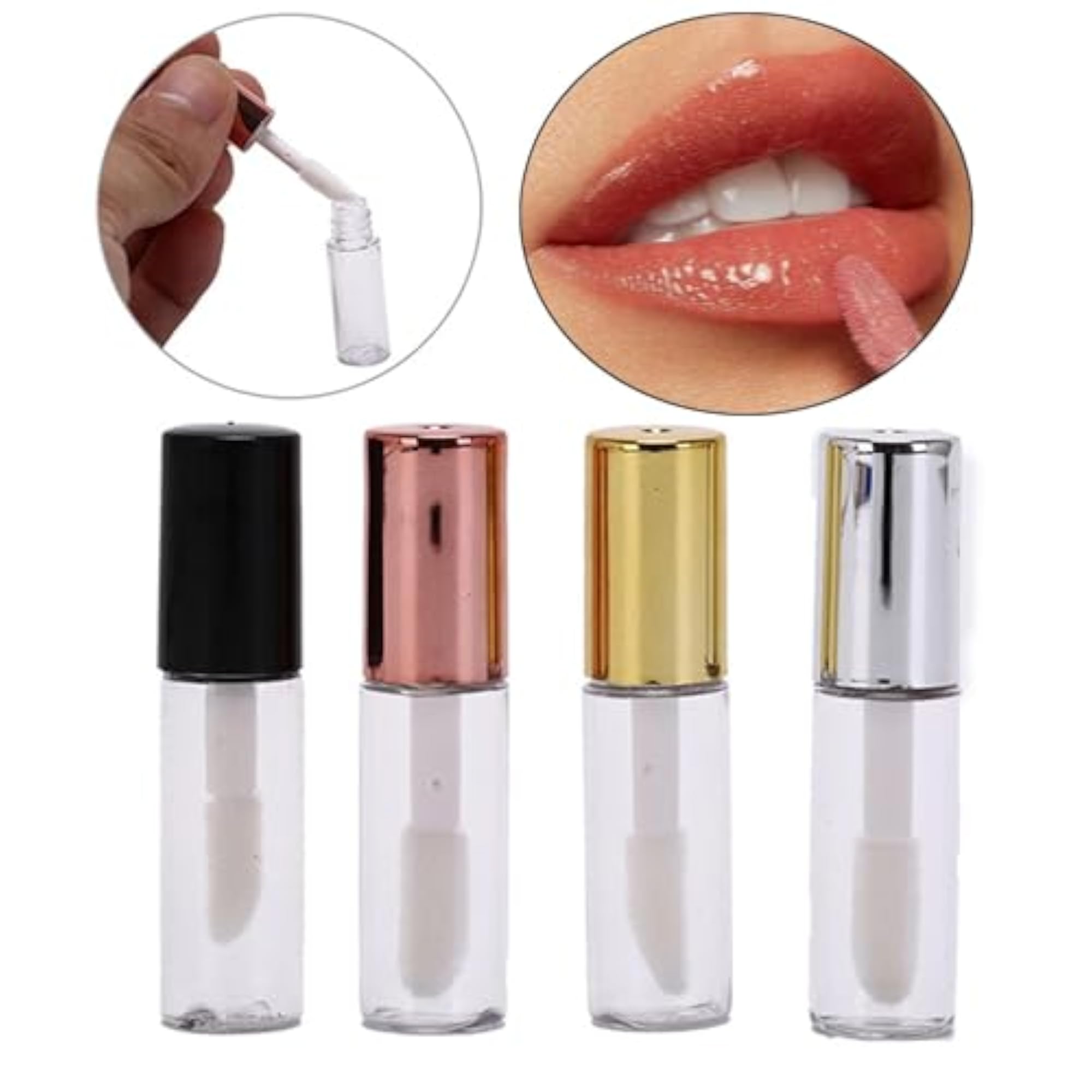 4x10Pcs Lip Gloss Bottles Refillable Transparent Tubes