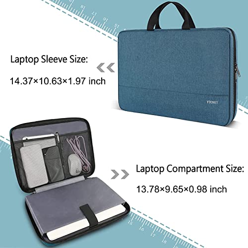 Image of Ytonet 14 Inch Laptop Sleeve, Water Resistant TSA Laptop Case with Handle | Protective Computer Carrying Case Compatible with MacBook HP Dell Lenovo Asus Notebooks, Gifts for Men Women, Deep Teal