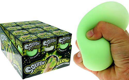 JA-RU Glow in the Dark Squishy Stress Ball (24 Balls Fidget Pack) Squishy Toys Squeeze Balls for Kids. Stress Relief & Anger Management Toys. Bulk Party Favors for Teens. 5566-24p