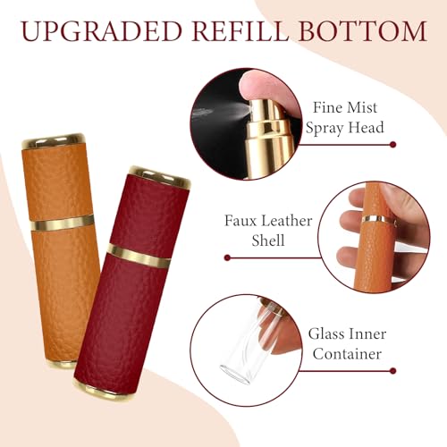 LUEXBOX 7 Pack Portable Perfume Bottle for Travel, Mini Refillable Perfume Dispenser, 5ml Faux Leather Leak Proof Perfume Atomizers Bottles Sprayer for Pocket Perfume3