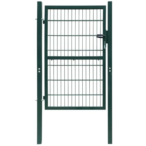 vidaXL Cancela de Puerta de Jardín 2D Sencilla Entrada para Valla Verja de Exterior de Acero Recubrimiento en Polvo Verde 106x230 cm
