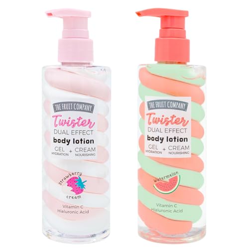 The Fruit Company Loción Corporal Pack 2ud + Hidratación Intensiva Dual Effect + Gel & Crema con Ácido Hialurónico + Textura Ligera No Grasa + Aroma Dulce + 200g (Piel Suave y Glow Diario) (FN SANDIA)