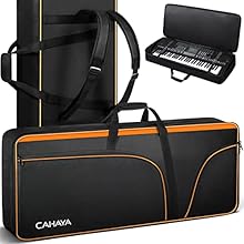 The 12 mm padded 61-key keyboard bag fits most popular 61-key keyboard models. Please measure your keyboard dimensions to confirm compatibility. Considering the weight of heavy keyboard, the 61-key keyboard case features durable, thickened and breath...