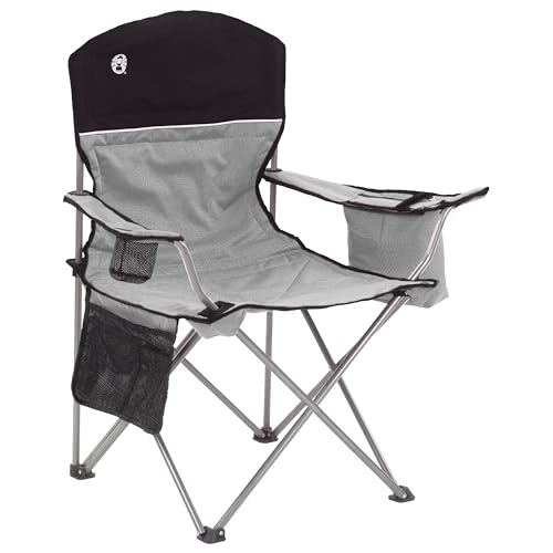 Coleman Portable Camping Chair with 4-Can Cooler, Cushioned Seat &