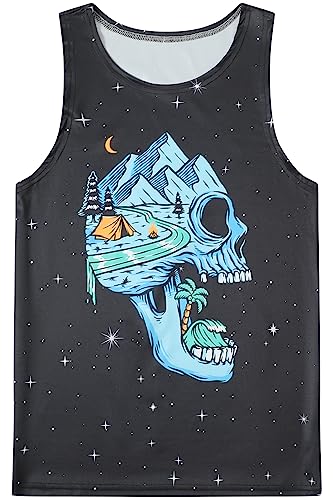 Mens Funny Graphic Tank Tops 3D Printed Cool Summer Beach Sleeveless 4 Way Stretch Tank Tops
