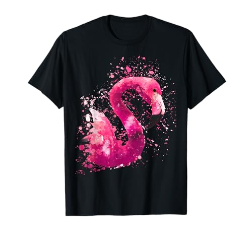 Flamingo Pink Aquarell Vögel Kunst Niedliche Frau Freundin T-Shirt