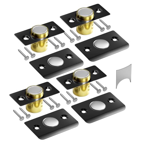 Tonitrui Upgraded Strong Magnetic Door Catch Replacement for Traditional Door Ball Catch Quite & Easy to Install Use for Top of Door Closet Door 4 Pack Black