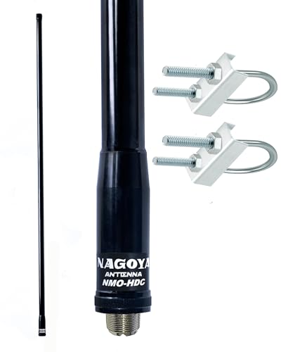 Nagoya NMO-HDC Heavy Duty Commercial (155/455 MHz) Antenna - NMO and UHF (SO-239) Mounts, 6.5dB Gain, 47.2 Inches, 200W Support - Mobile and Base Station Installations (Mounting Brackets Included)