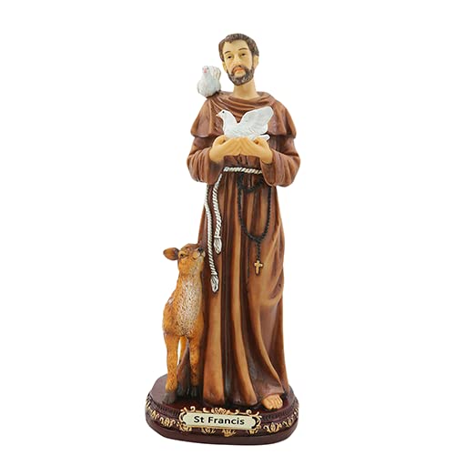 Estatua de San Francisco 12" Resina Pintada a Mano