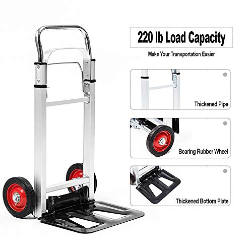 Hand Truck Dolly Aluminum Foldable Hand Cart With 6" Wheels 220 Lb Capacity #TOP2
