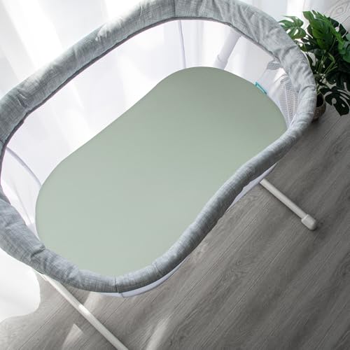 Image of Baby Bassinet Sheets 4 Pack Compatible with 4moms Mamaroo, Regalo, and Chicco Close to You Baby Bassinet, Ultra Soft & Skin-Friendly, Green