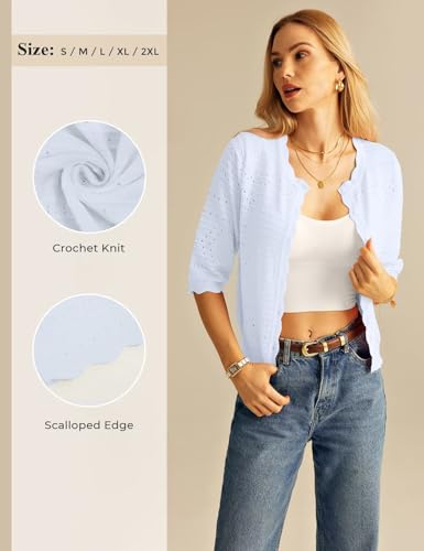 Image of GRACE KARIN Womens 3 /4 Sleeve Cardigan Sweater, Lightweight Cropped Cardigan Trendy, Dressy Casual Crochet Bolero Shrugs