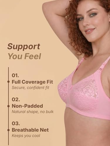 Image of INKURV Full Coverage Net Bra for Women Cotton| Comfortable Minimizer Bra for Heavy Breast Bra for Big Busts| Sag Lift Support Bra