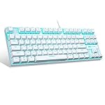 MageGee Mechanical Gaming Keyboard with Blue Switch, Compact 87 Keys Wired Computer Keyboard for Windows Laptop PC Gamer, LED Ice Blue Backlit, White