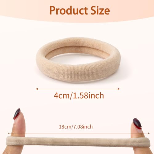 Image of Bessrung 100PCS Beige Seamless Elastic Hair Ties No Damage for Women Girls | Nylon Hair Elastics, Snag-Free Hair Bands for Thick Thin Hair, Strong All-Day Hold, Hair Accessories for Everyday Use