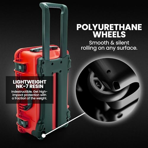 NANUK 935 Waterproof Carry-On Hard Case with Wheels, Padded Divider and Lid Organizer - Red